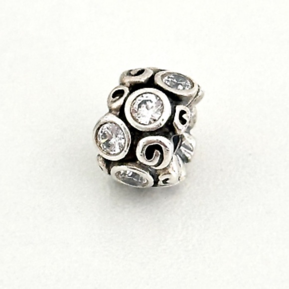 Pandora Charm ✨ Silver Swirl Gem Charm - Picture 1 of 2